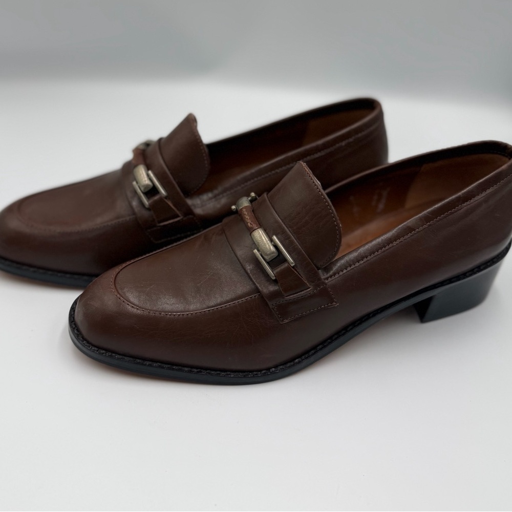 Franco Sarto Brown Leather Horsebit Loafers Size 8.5